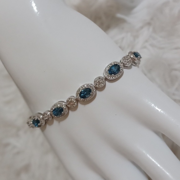 Colleen Lopez London Blue Topaz and White Zircon Bracelet NEW - Picture 2 of 11